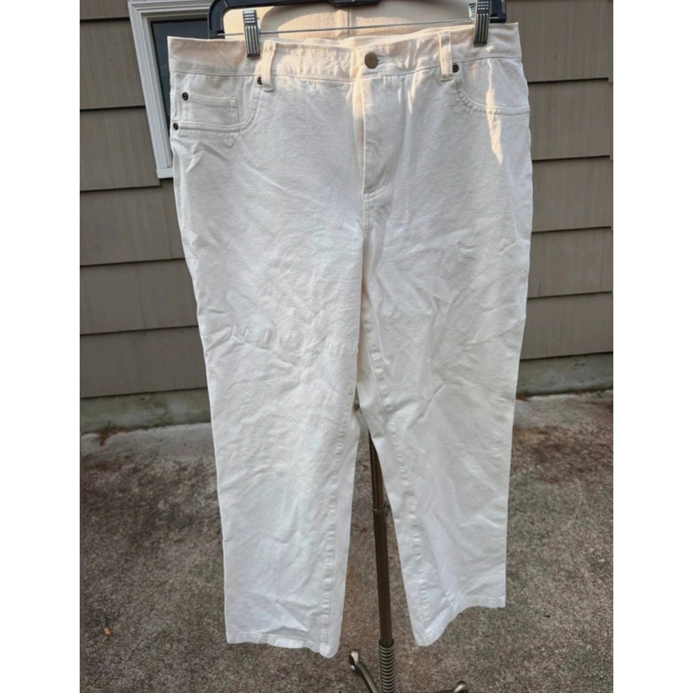 Chico's White Denim Straight Leg Pants Size 3 Short Cotton Blend RN 79984